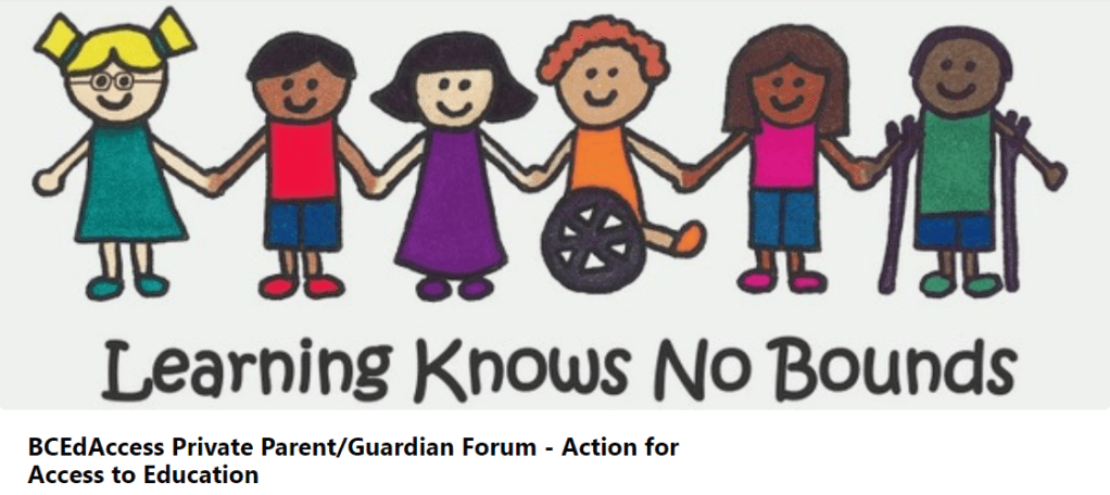 6 Diverse children, 2 children visibly have disabilities all holding hands in a line. With the words Learning Knows No Bounds underneath it.